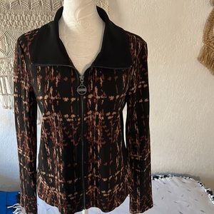 Joseph Ribkoff stand collar checkered/plaid  zip up jacket size M